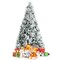 Costway 6ft Artificial Christmas Tree, Snow Flocked Hinged Xmas Tree w/ Pine Needles, Red Berries, Pine Cones & Metal Base